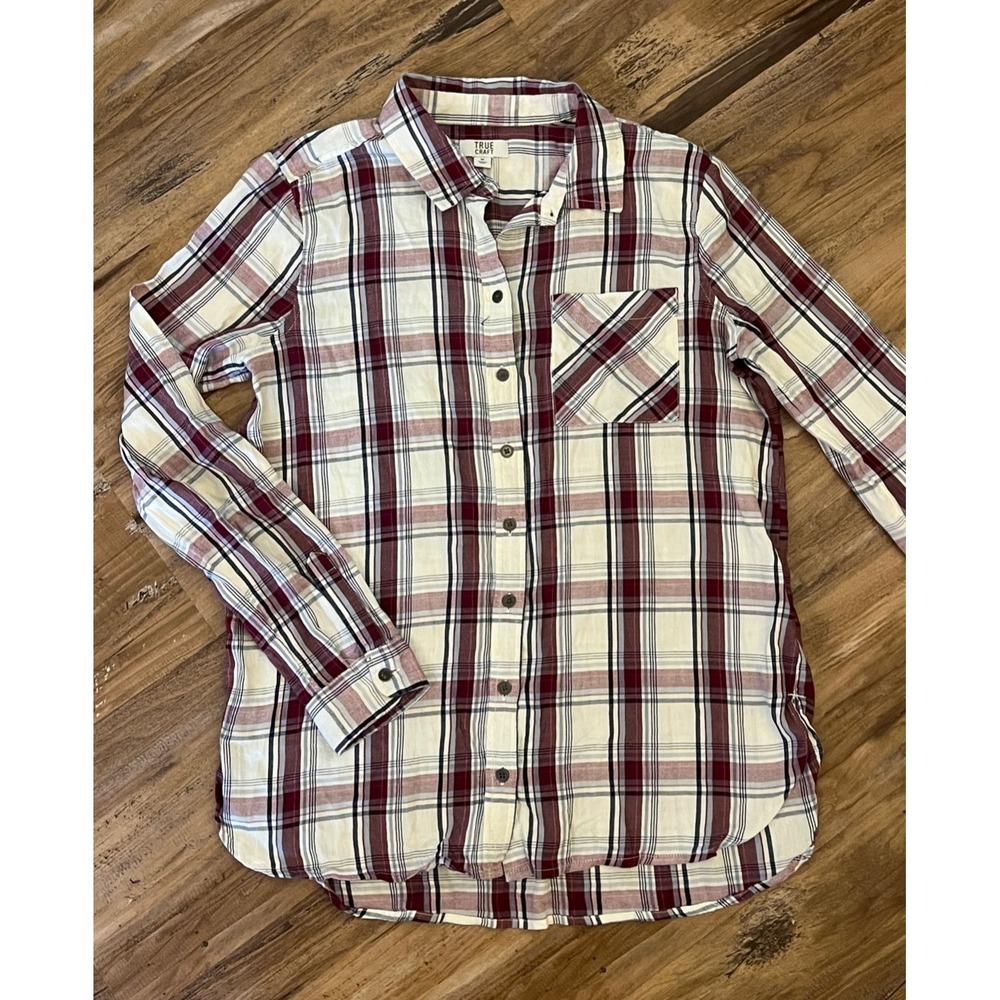 EUC  Womens TRUE CRAFT Plaid Button Up Shirt Size Medium M Perfect for Fall